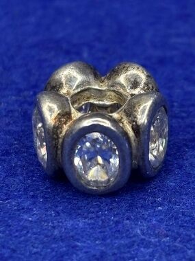 Pandora Sterling Silver Rondelle Bead - Clear Crystal Accent